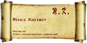 Mincz Kazimir névjegykártya